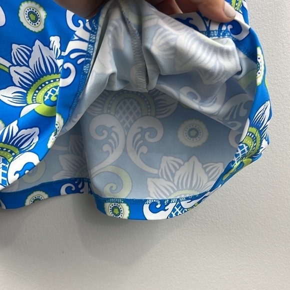 J. McLaughlin Catalina Cloth Blue Green Crochet Floral Sleeveless Dress Womens M - Picture 8 of 13